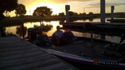 Pond dock nighttime Dock to take off