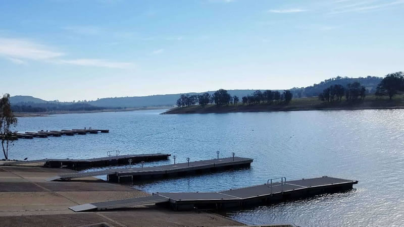 Camanche Reservoir Anglers with their fish at the lake on boat