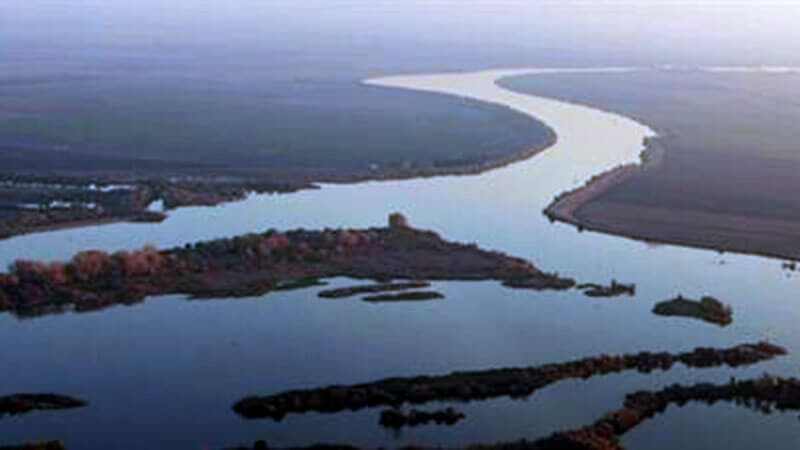 Aerial view of Sacramento, Sacramento and American Rivers