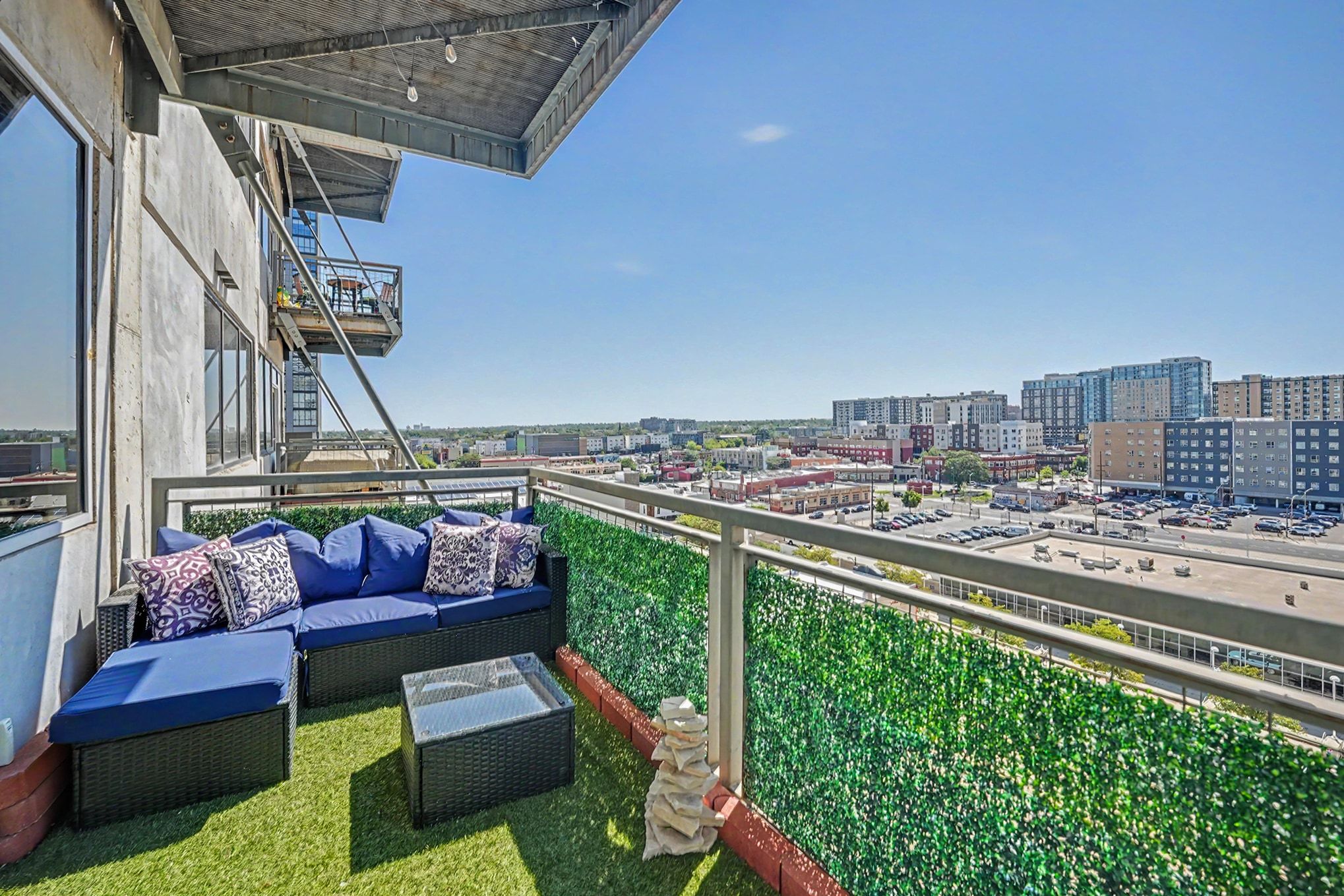 Private terrace above LoDo looking out over the neighborhood