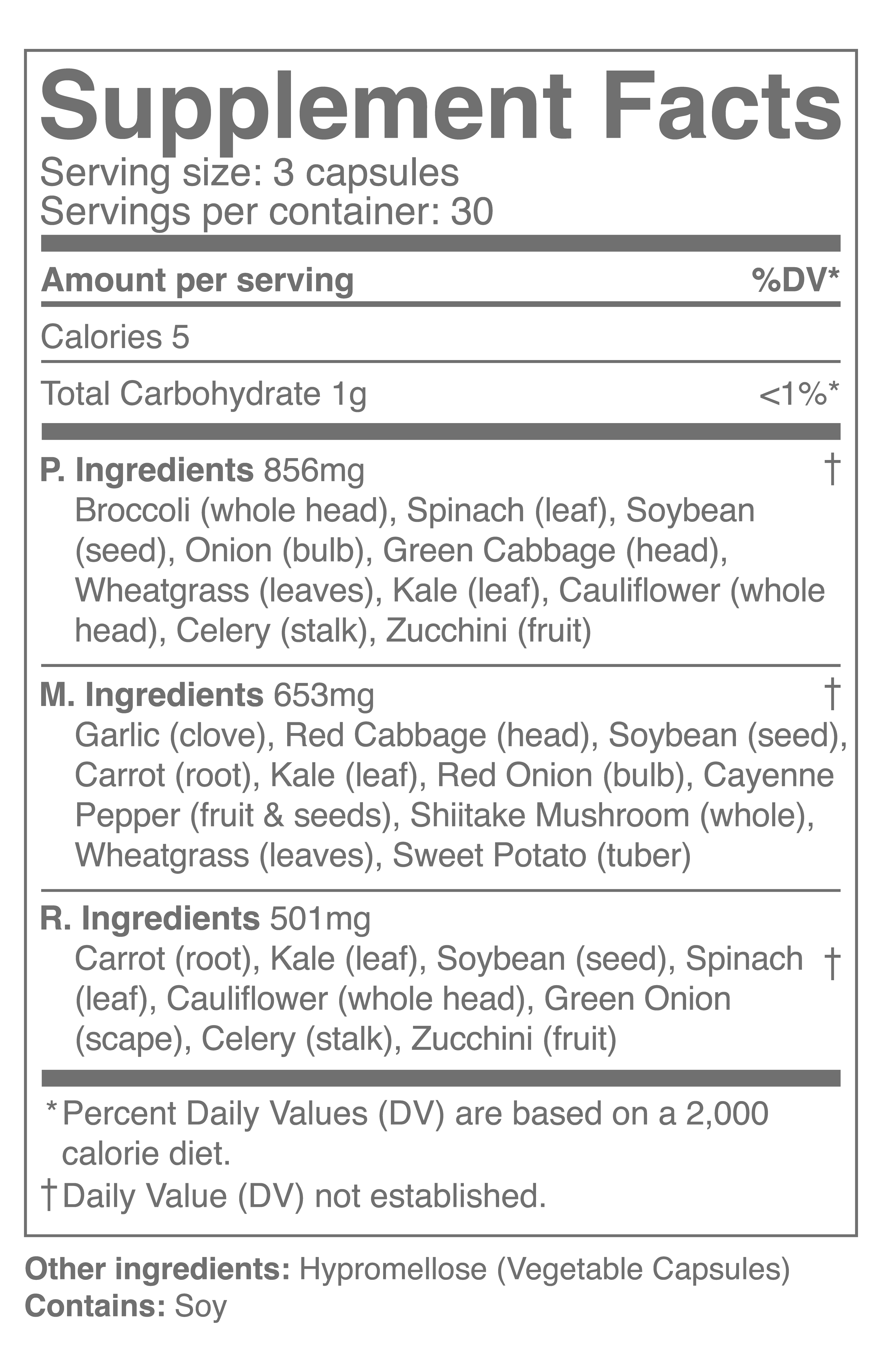 Veggies — A Blend of 15 Whole Vegetable Ingredients - Supplement Facts