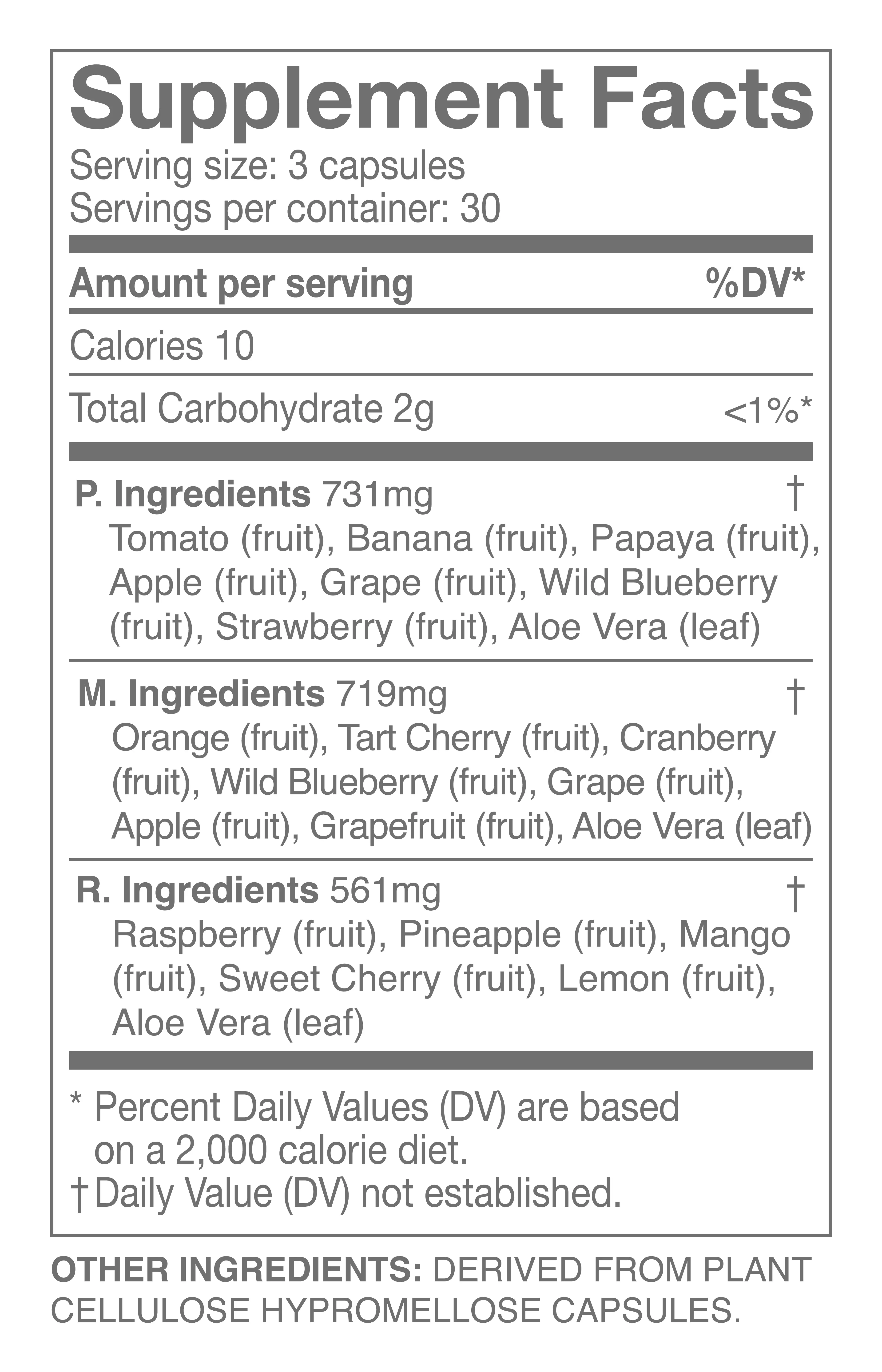 Fruits — A Blend of 16 Whole Fruit Ingredients - Supplement Facts