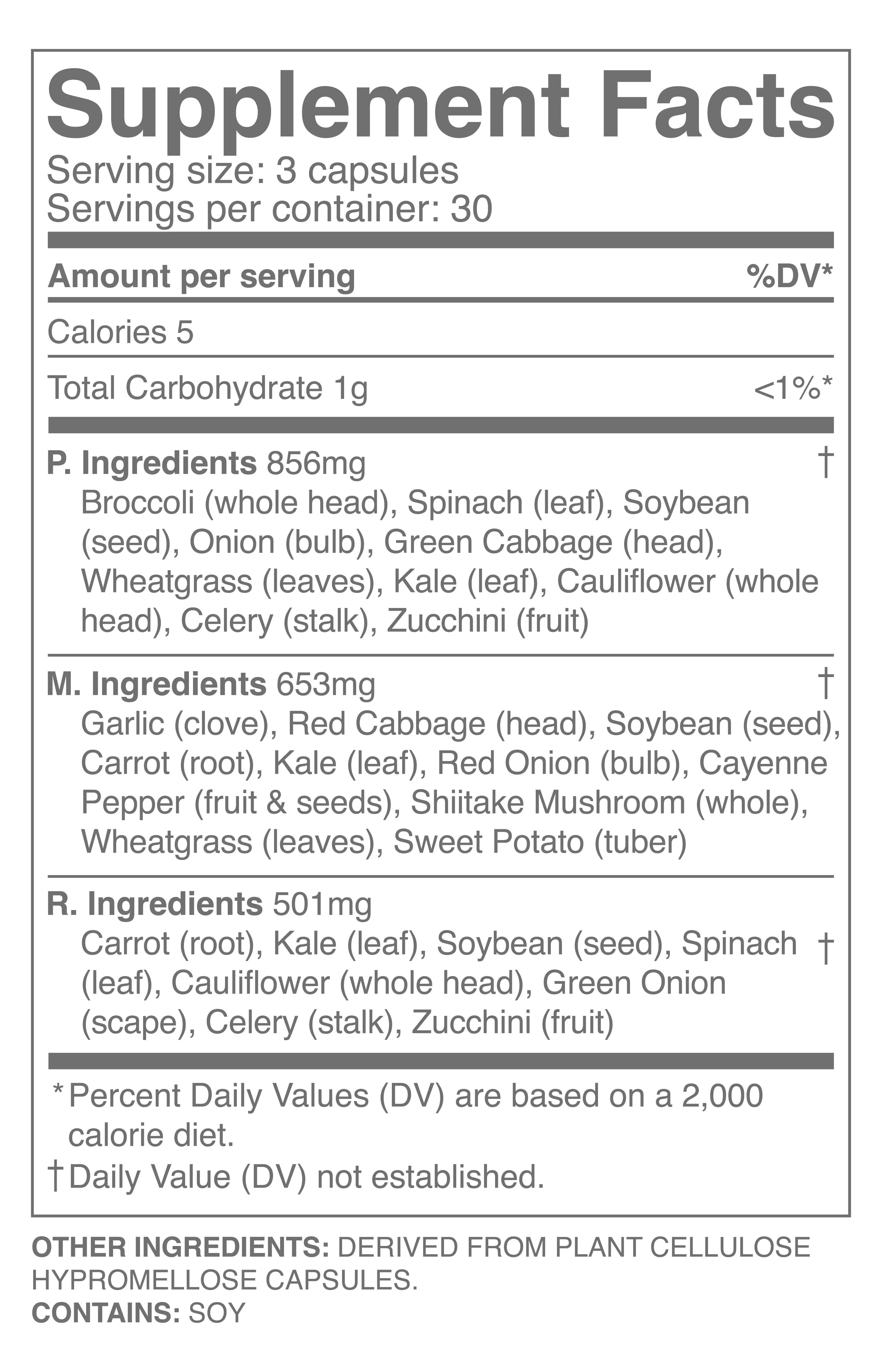 Veggies — A Blend of 15 Whole Vegetable Ingredients - Supplement Facts