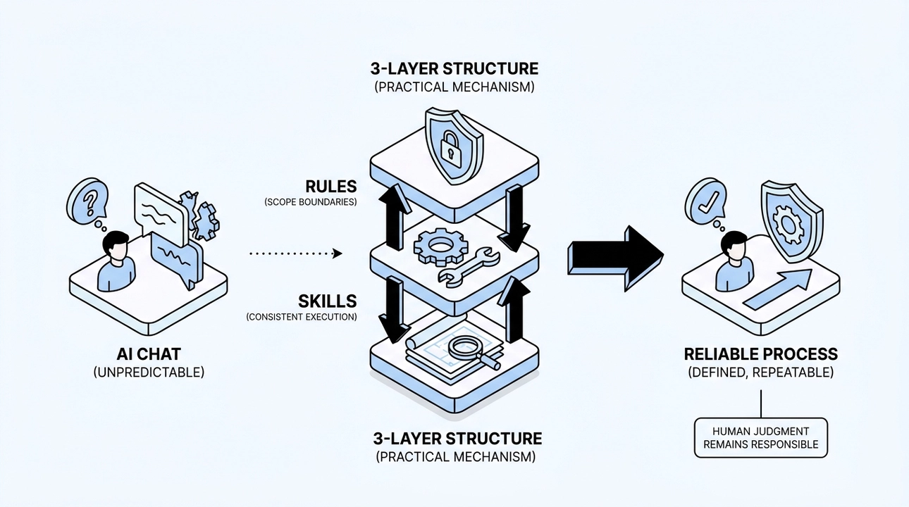 AI's hesitation, solved by structured, predictable processes.