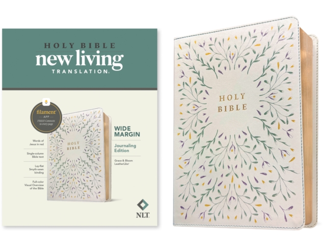NLT Wide Margin Bible, Filament Enabled (LeatherLike, Grace & Bloom, Red Letter)