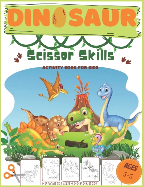 dinosaur scissor skills activity book for kids ages 3-5