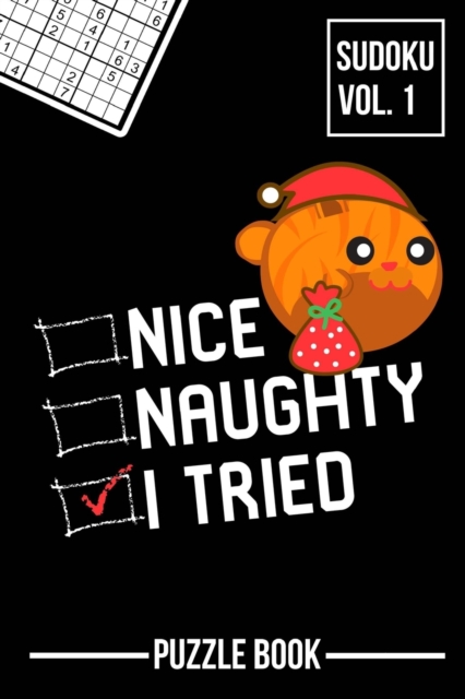 Nice Naughty I Tried Merry Christmas Sudoku Orange Tabby Cat Santa Puzzle Book Volume 1