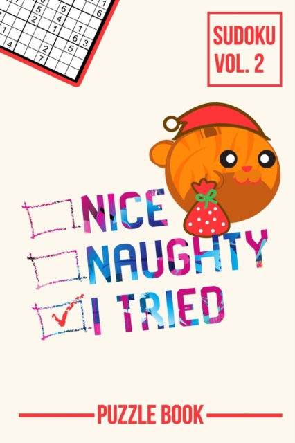 Nice Naughty I Tried Merry Christmas Sudoku Orange Tabby Cat Santa Puzzle Book Volume 2