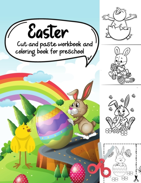 Easter Cut and Paste Workbook & Coloring Book for Preschool