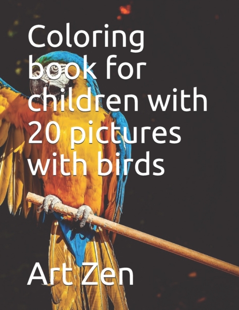 Coloring book for children with 20 pictures with birds