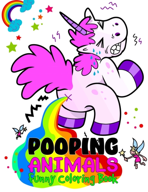 Pooping Animals Funny Coloring Book