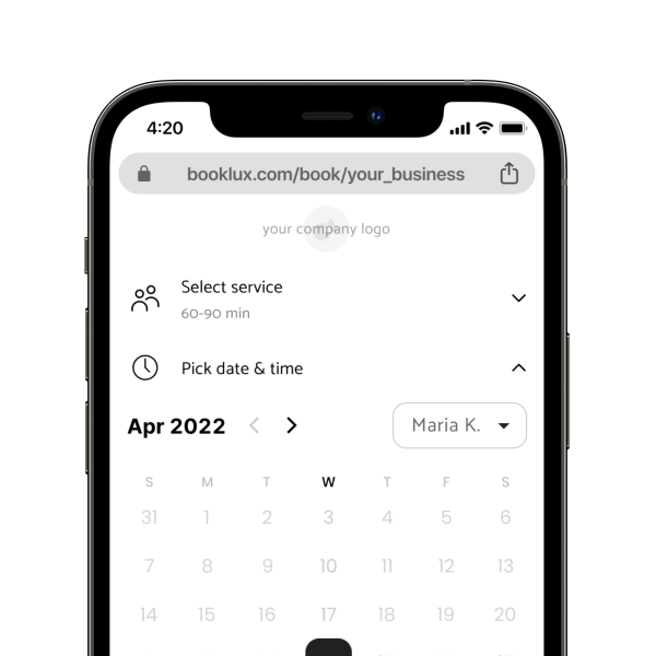 Your unique standalone booking page that is automatically created you for free