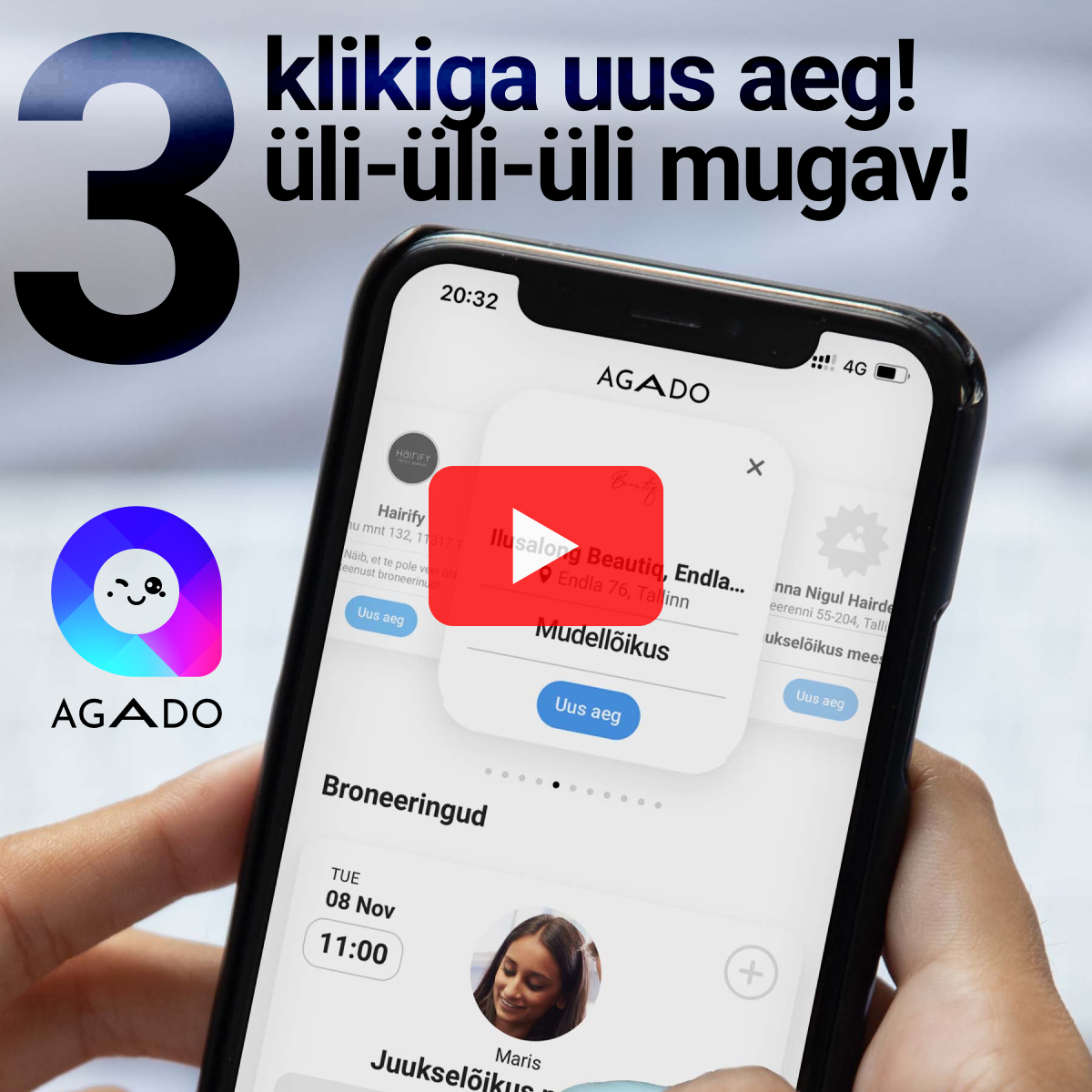 Klientidel on Agado rakenduses oma broneeringutest suurepärane ülevaade.