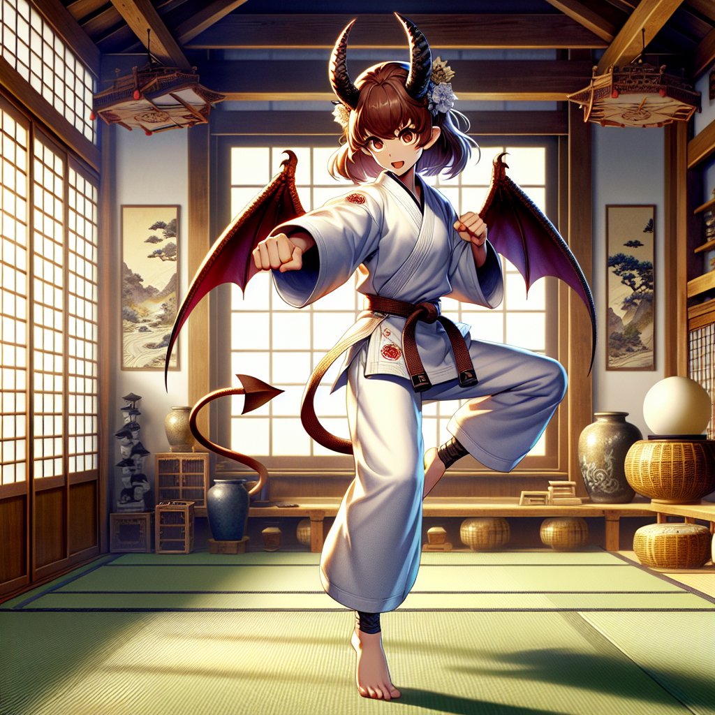 She is a karate succubus sparring | Fanart