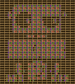 Robot chiseled bookshelf pixel art.