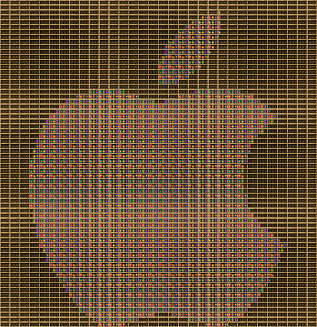 Apple logo chiseled bookshelf pixel art.