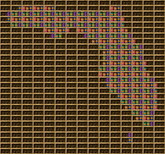 Florida chiseled bookshelf pixel art created using the Chiseled Bookshelf block in Minecraft, measuring 15 x 14 blocks, built with 315 books and 210 chiseled bookshelves.