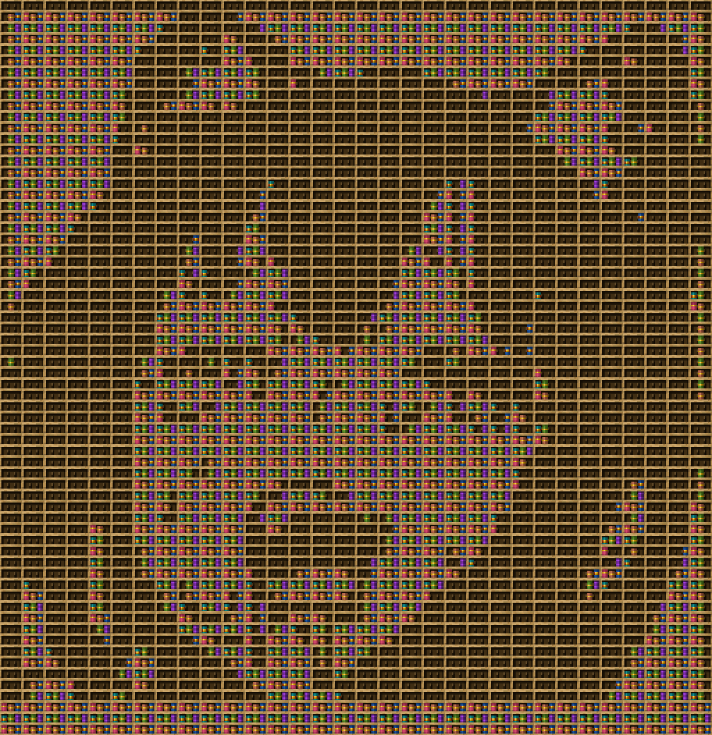 Ahegao HD chiseled bookshelf pixel art created using the Chiseled Bookshelf block in Minecraft, measuring 32 x 33 blocks, built with 2581 books and 1056 chiseled bookshelves.