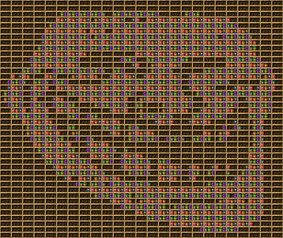 trollface chiseled bookshelf pixel art created using the Chiseled Bookshelf block in Minecraft, measuring 25 x 21 blocks, built with 1499 books and 525 chiseled bookshelves.