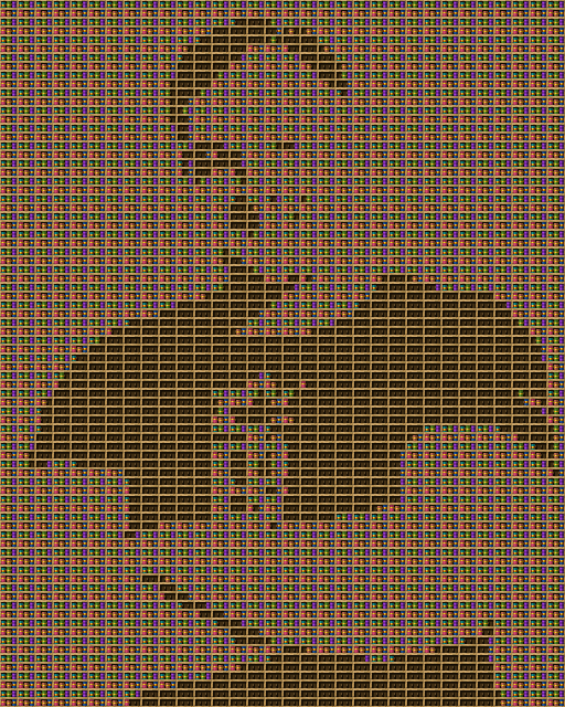 trymacs chiseled bookshelf pixel art created using the Chiseled Bookshelf block in Minecraft, measuring 32 x 125 blocks, built with 5600 books and 1280 chiseled bookshelves.