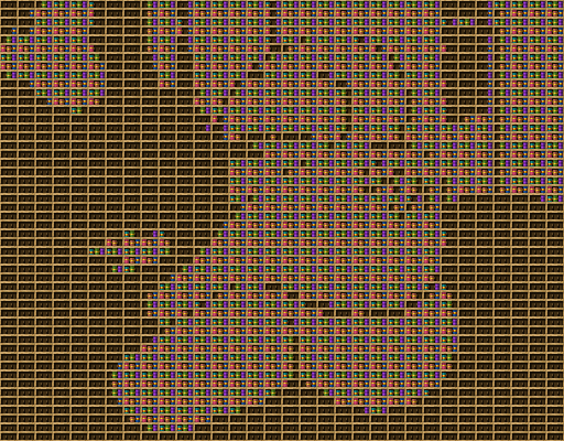 Among Us chiseled bookshelf pixel art created using the Chiseled Bookshelf block in Minecraft, measuring 32 x 284 blocks, built with 2503 books and 800 chiseled bookshelves.