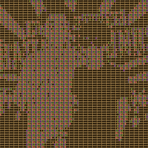 LuzuFloo chiseled bookshelf pixel art created using the Chiseled Bookshelf block in Minecraft, measuring 32 x 512 blocks, built with 2955 books and 1024 chiseled bookshelves.
