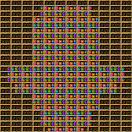 totem de la inmortalidad chiseled bookshelf pixel art created using the Chiseled Bookshelf block in Minecraft, measuring 12 x 80 blocks, built with 448 books and 144 chiseled bookshelves.