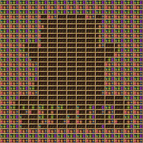 Yusepe chiseled bookshelf pixel art created using the Chiseled Bookshelf block in Minecraft, measuring 15 x 512 blocks, built with 808 books and 225 chiseled bookshelves.
