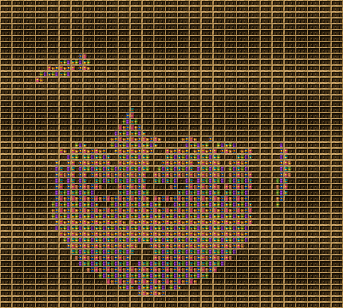 She was there chiseled bookshelf pixel art created using the Chiseled Bookshelf block in Minecraft, measuring 29 x 221 blocks, built with 1075 books and 754 chiseled bookshelves.