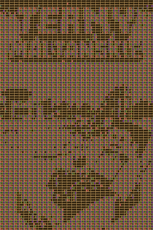 Termy Maltańskie chiseled bookshelf pixel art created using the Chiseled Bookshelf block in Minecraft, measuring 32 x 768 blocks, built with 6370 books and 1536 chiseled bookshelves.