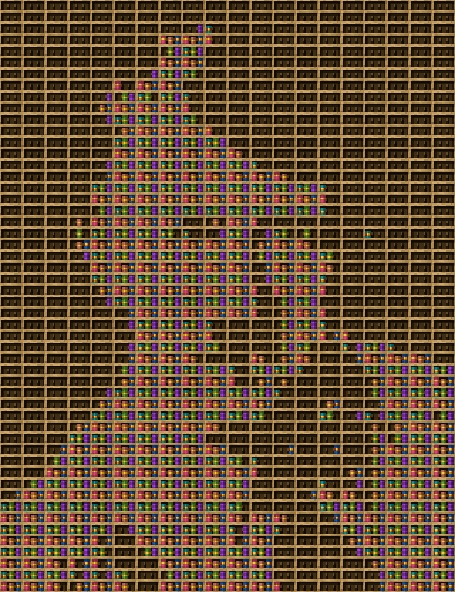 Hitly chiseled bookshelf pixel art created using the Chiseled Bookshelf block in Minecraft, measuring 20 x 800 blocks, built with 1349 books and 520 chiseled bookshelves.