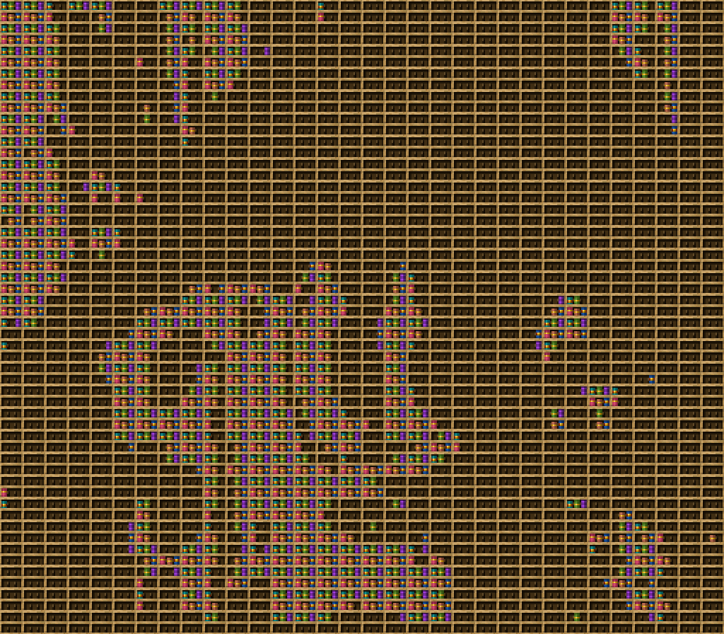 SpongeBob scared chiseled bookshelf pixel art created using the Chiseled Bookshelf block in Minecraft, measuring 32 x 78 blocks, built with 1293 books and 896 chiseled bookshelves.