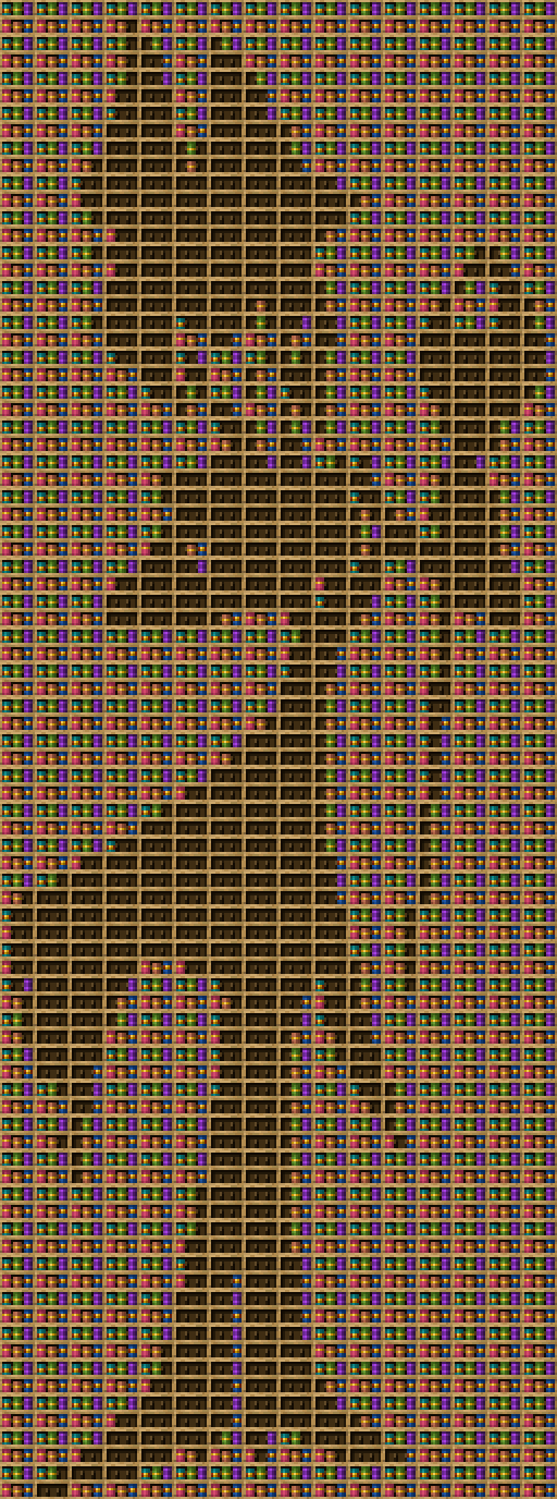 ALASTOR chiseled bookshelf pixel art.