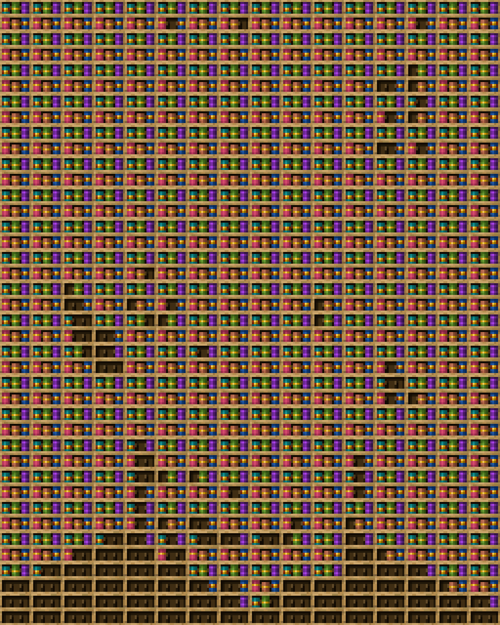 Ayr chiseled bookshelf pixel art created using the Chiseled Bookshelf block in Minecraft, measuring 16 x 248 blocks, built with 1680 books and 320 chiseled bookshelves.