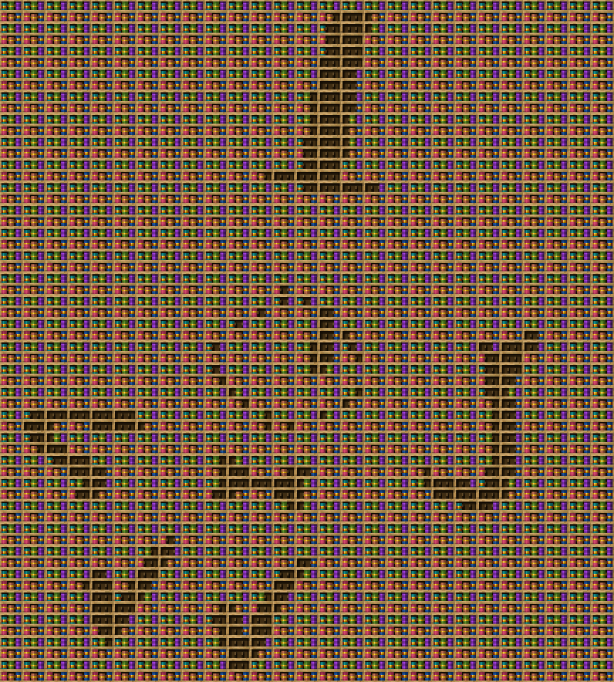 Bill chiseled bookshelf pixel art.