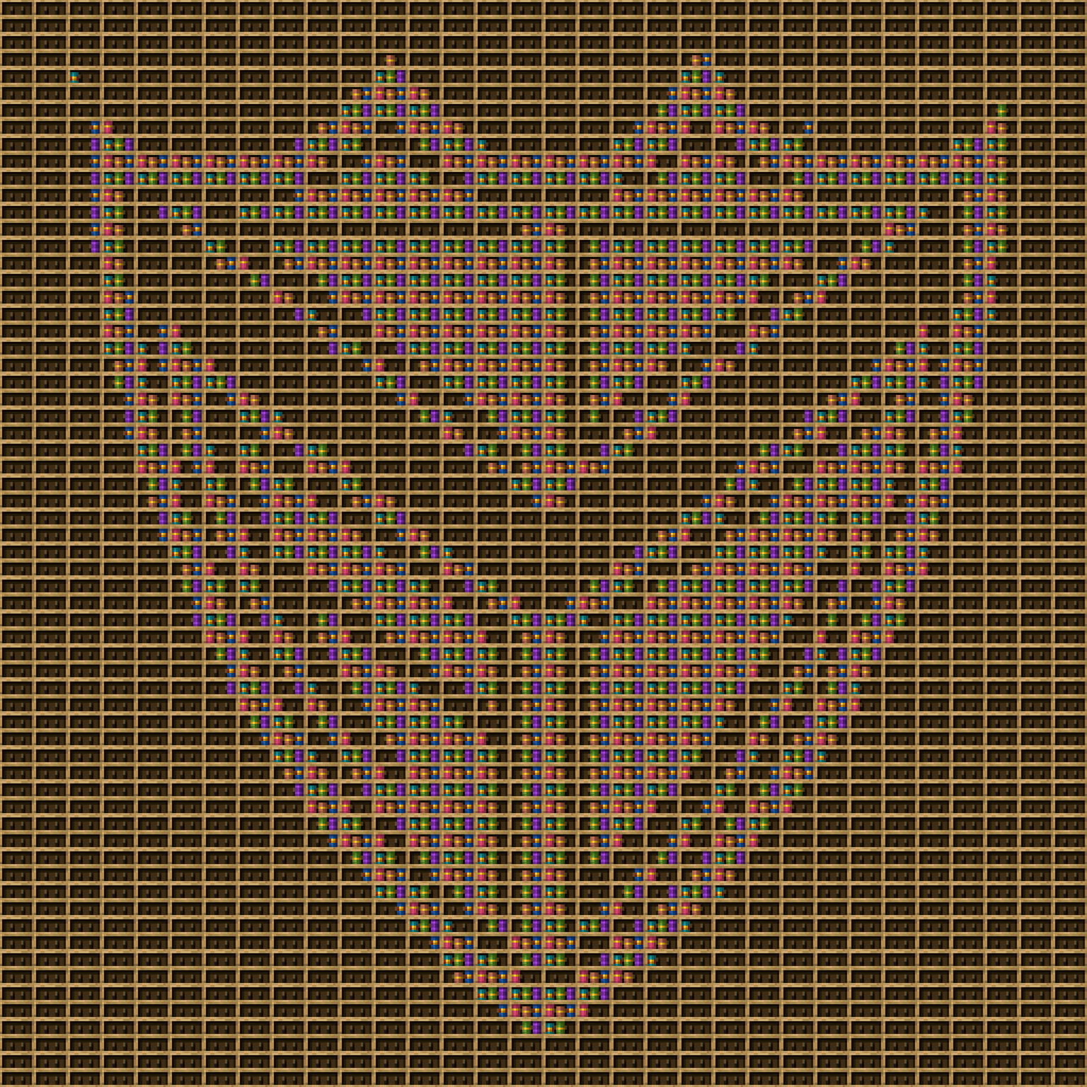 He  chiseled bookshelf pixel art.