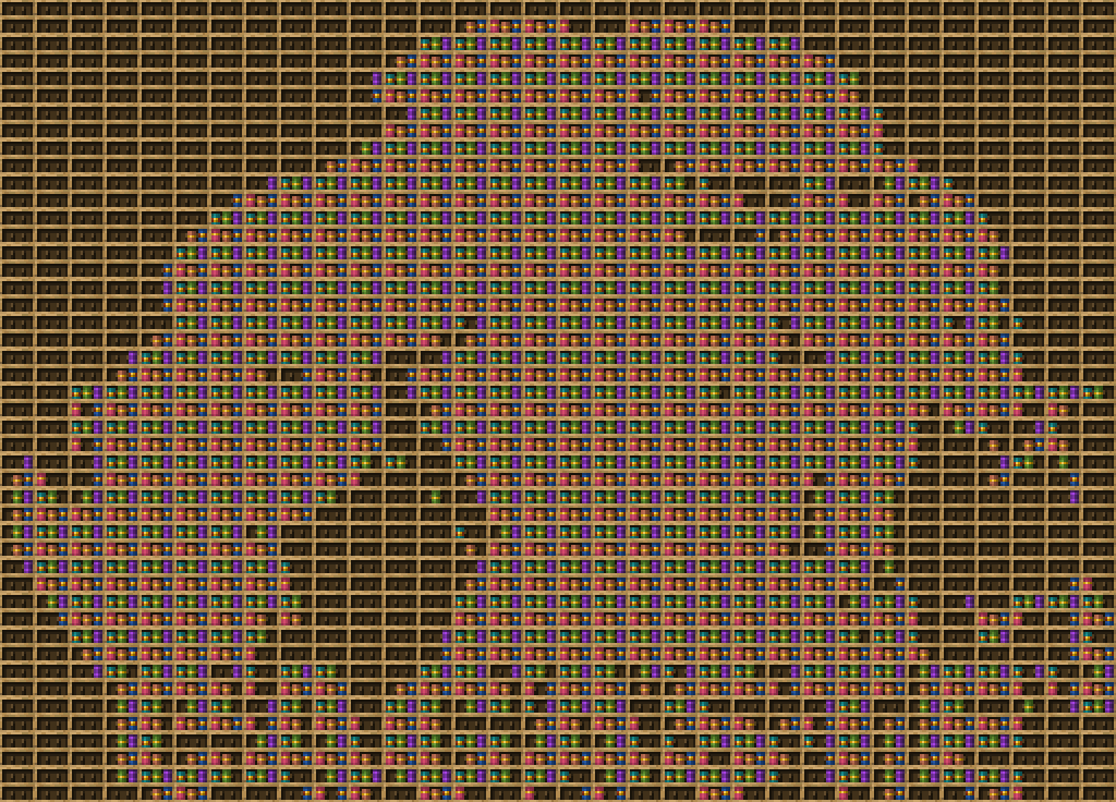 Cagaste chiseled bookshelf pixel art created using the Chiseled Bookshelf block in Minecraft, measuring 32 x 191 blocks, built with 2649 books and 736 chiseled bookshelves.