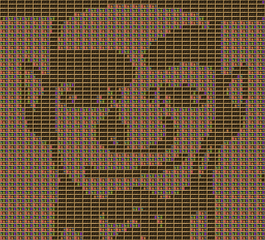 Hnmggr chiseled bookshelf pixel art created using the Chiseled Bookshelf block in Minecraft, measuring 32 x 87 blocks, built with 3389 books and 928 chiseled bookshelves.