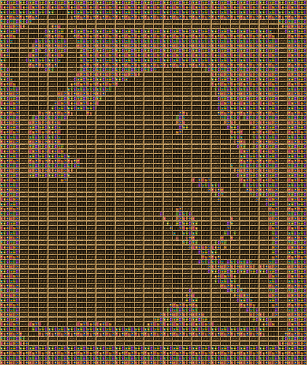 Hog rana chiseled bookshelf pixel art created using the Chiseled Bookshelf block in Minecraft, measuring 32 x 131 blocks, built with 3402 books and 1216 chiseled bookshelves.