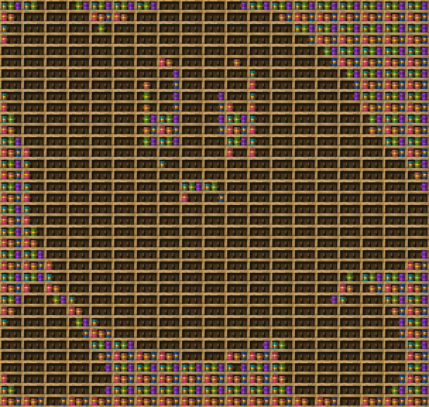 Kirby chiseled bookshelf pixel art created using the Chiseled Bookshelf block in Minecraft, measuring 19 x 1054 blocks, built with 567 books and 342 chiseled bookshelves.