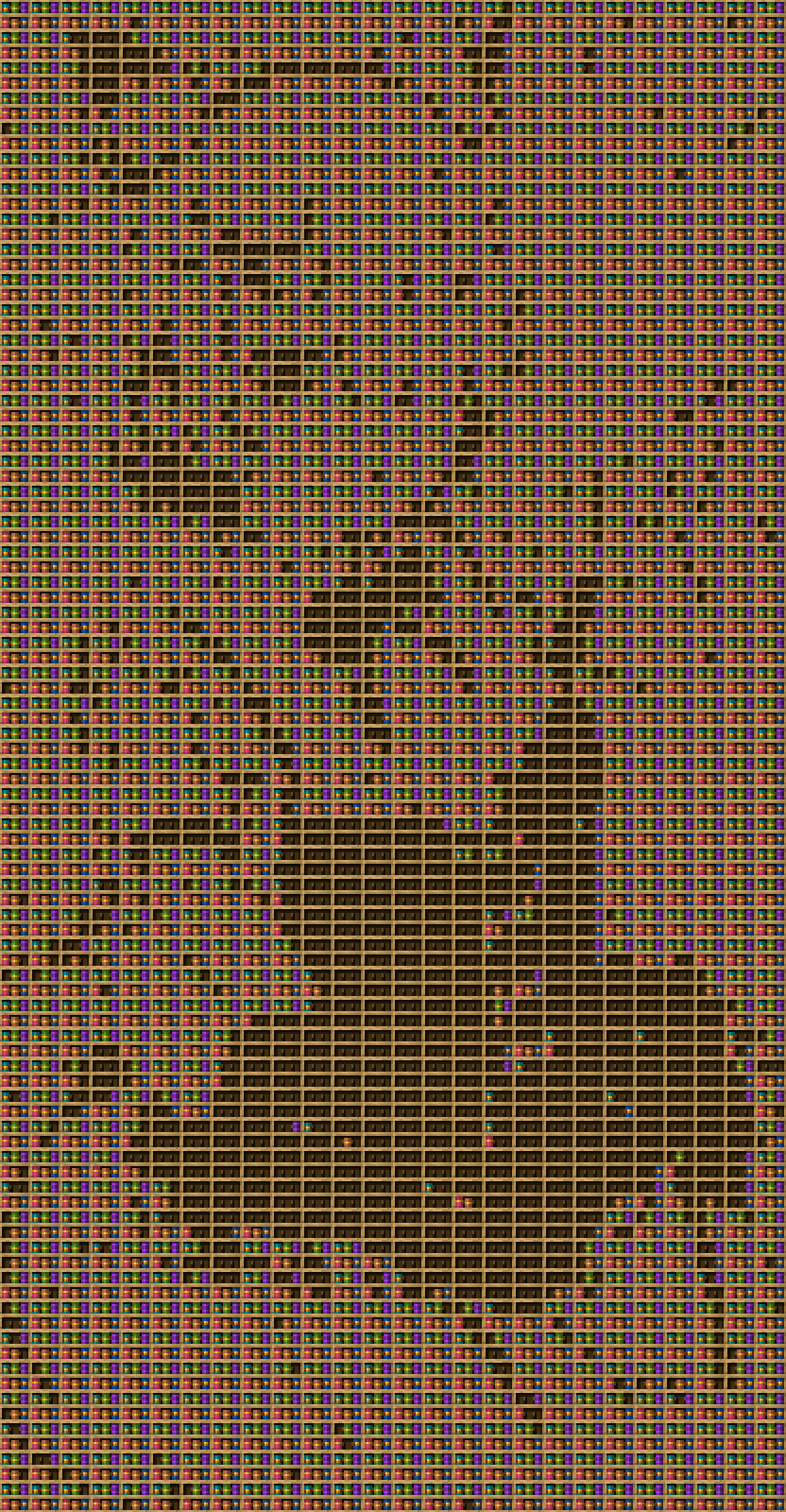 Ram chiseled bookshelf pixel art created using the Chiseled Bookshelf block in Minecraft, measuring 26 x 714 blocks, built with 5759 books and 1300 chiseled bookshelves.