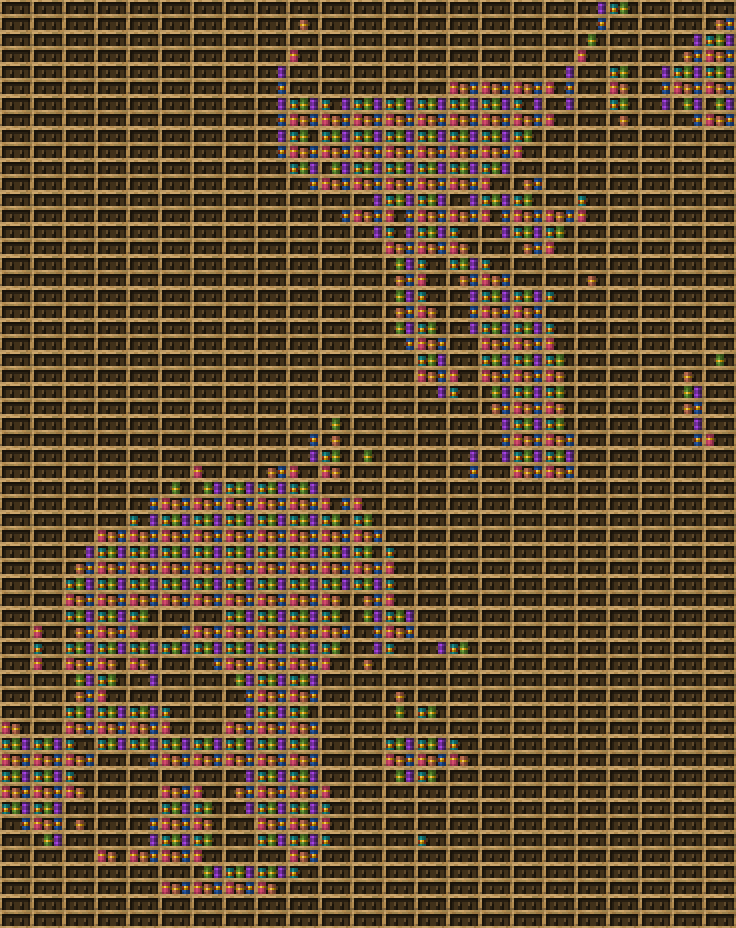 Shhhhh chiseled bookshelf pixel art created using the Chiseled Bookshelf block in Minecraft, measuring 23 x 309 blocks, built with 963 books and 667 chiseled bookshelves.