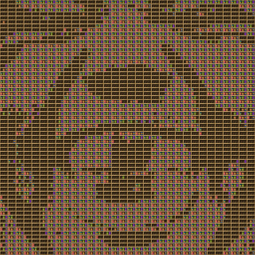 Bully chiseled bookshelf pixel art created using the Chiseled Bookshelf block in Minecraft, measuring 32 x 112 blocks, built with 3460 books and 1024 chiseled bookshelves.