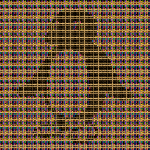 pingu chiseled bookshelf pixel art created using the Chiseled Bookshelf block in Minecraft, measuring 32 x 180 blocks, built with 4864 books and 1024 chiseled bookshelves.