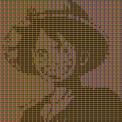 Luffi1 chiseled bookshelf pixel art created using the Chiseled Bookshelf block in Minecraft, measuring 30 x 112 blocks, built with 2992 books and 900 chiseled bookshelves.