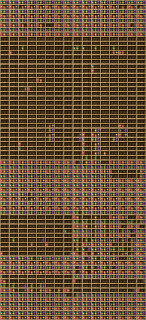 Oih chiseled bookshelf pixel art created using the Chiseled Bookshelf block in Minecraft, measuring 16 x 896 blocks, built with 1664 books and 560 chiseled bookshelves.