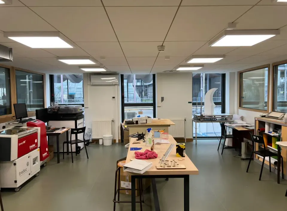 This is called The Fablab; it has 3D Printers and laser cutters which I had worked with for projects