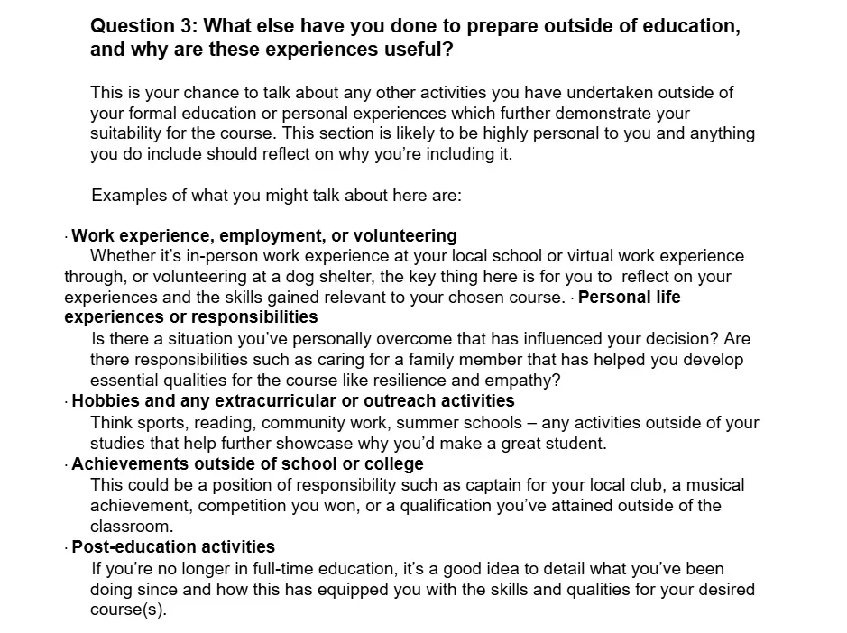 Personal Statement structure