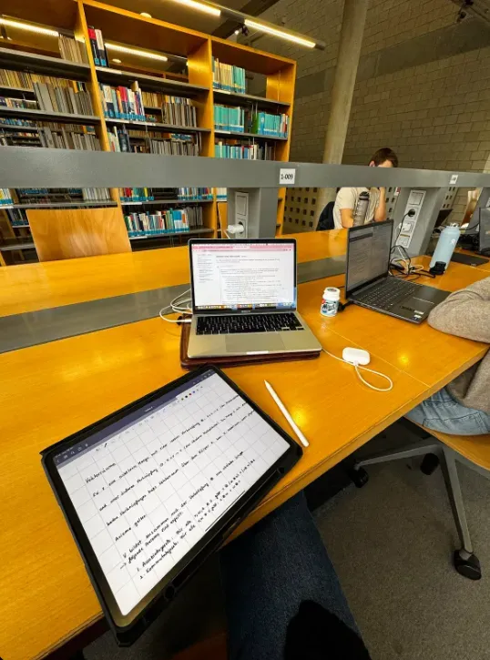 Studying in the library