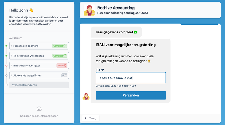 Bothive | Vul de personenbelasting vragenlijst van tevoren aan met gekende gegevens en documenten 